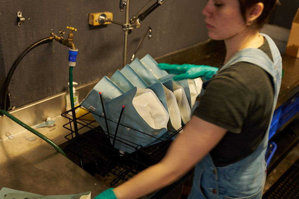 Refills getting ready for sanitisation 